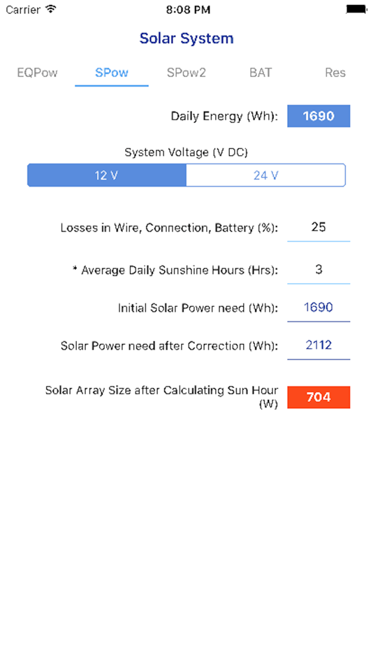 #2. PV Calculator - off grid (iOS) Podle: Cristinel Bontas