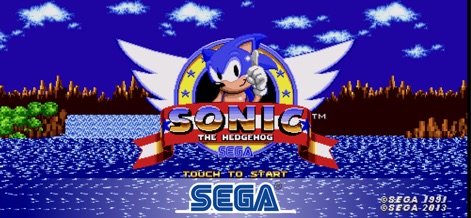 Sonic The Hedgehog Classic - Users are welcomed by the app's iconic title screen design, featuring the classic Sonic character amidst a familiar backdrop and a clear 'Touch to Start' prompt.