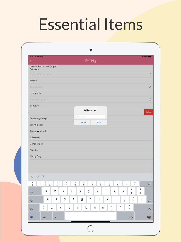 Baby Checklist - Shopping List