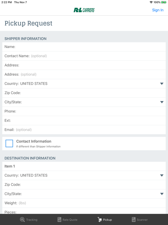 R+L Carriers iPad screenshot 3 - Business app