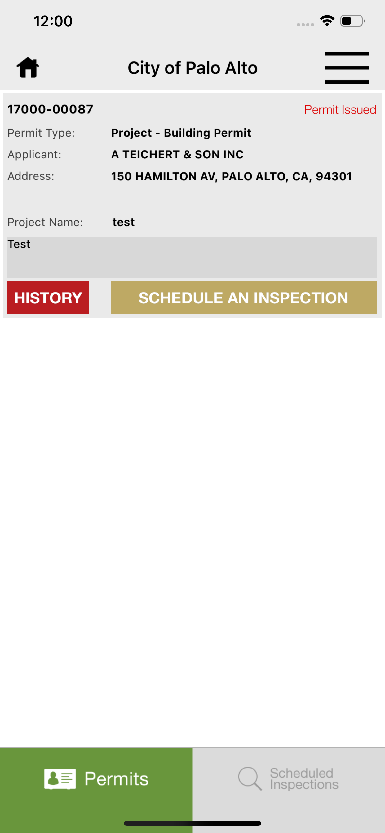 Palo Alto Inspection Request