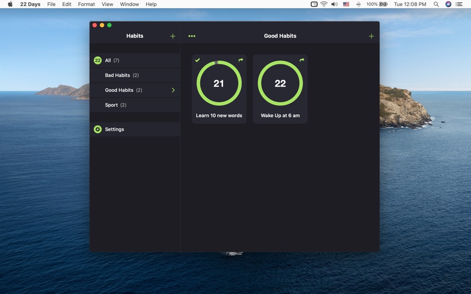 #2. 22 Days - Habit Tracker (macOS) 由: Vladislav Kovalyov