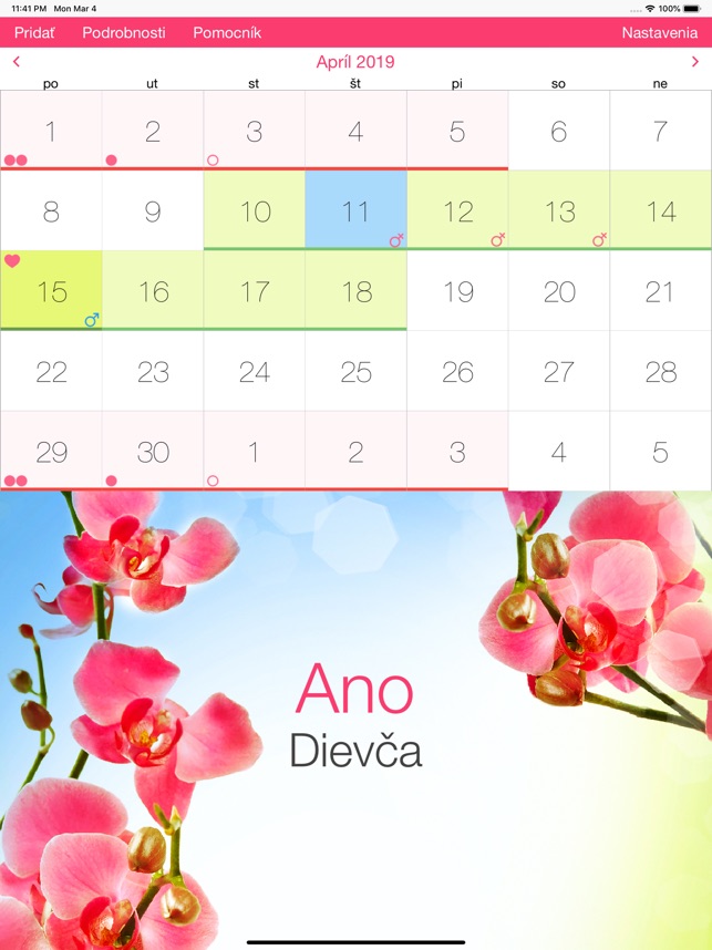 Ženský menštruačný kalendár v App Store