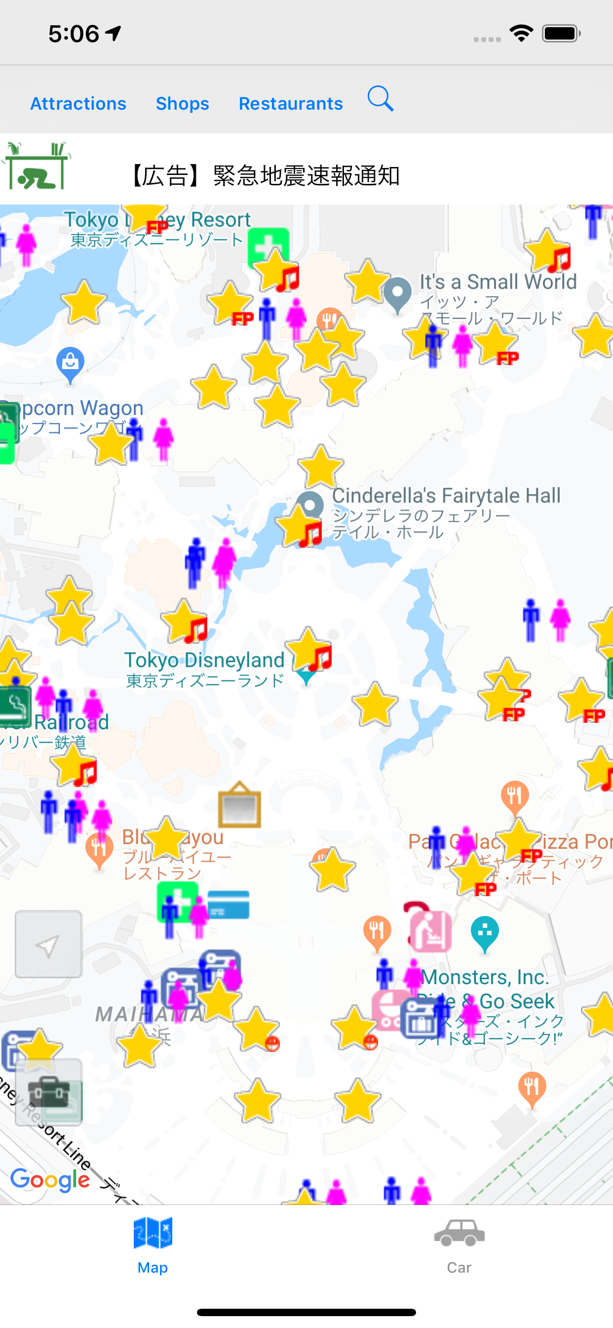 Map for Tokyo Disneyland