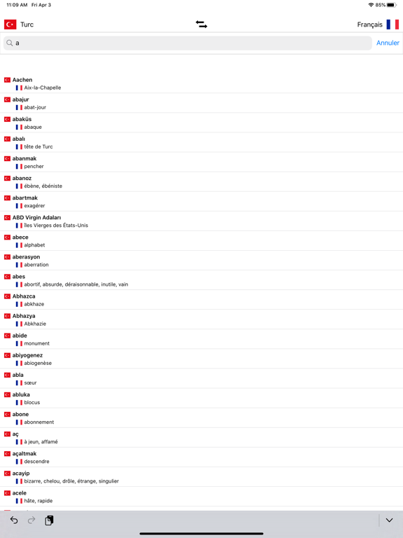 Dictionnaire Turc-Français iPad screenshot 4 - Reference app