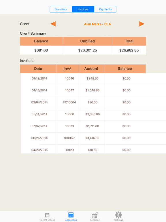Time and Billing by eBillity iPad screenshot 4 - Business app