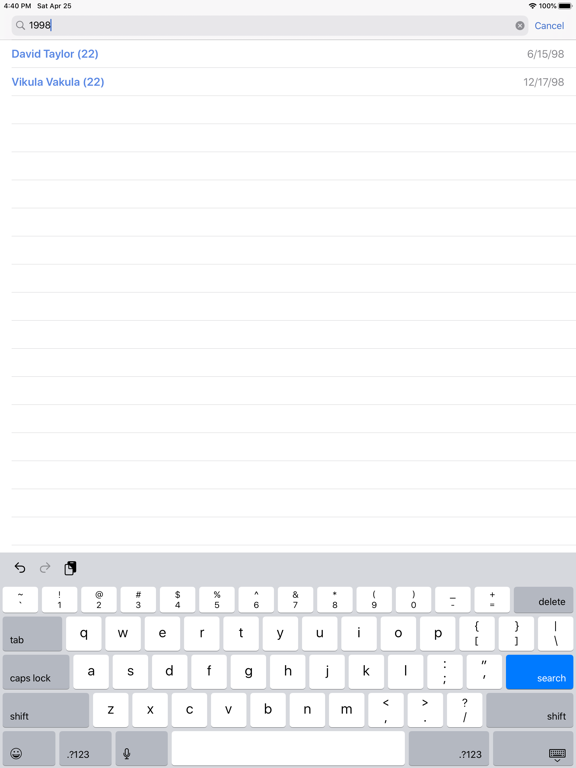 Today's Birthdays iPad screenshot 7 - Productivity app