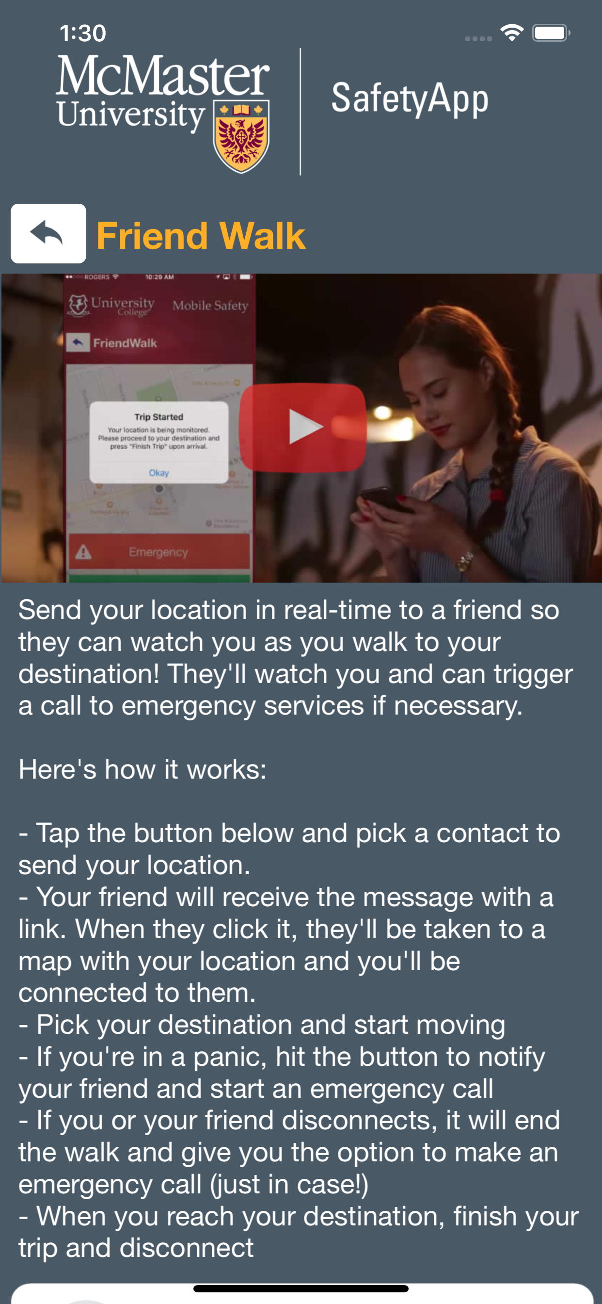 McMaster SafetyApp screenshot 3