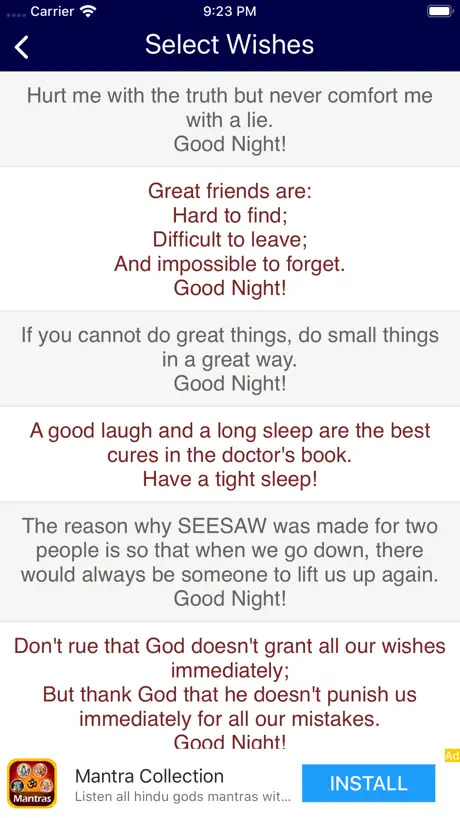 Good Night SMS