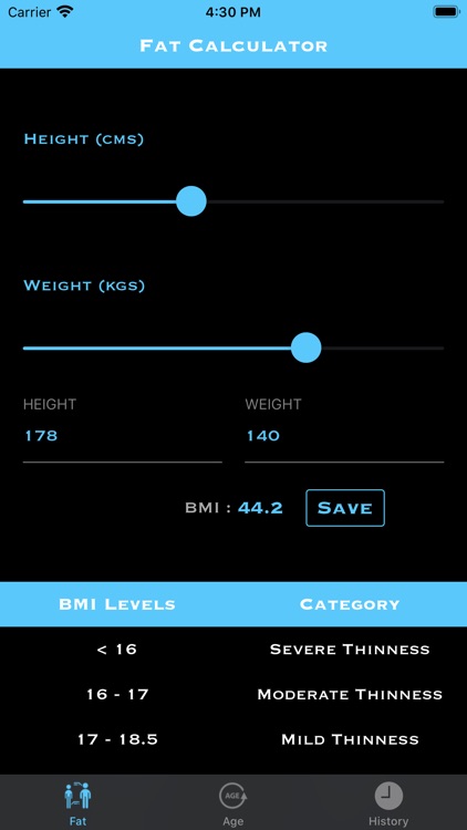 Age and Body fat calculator