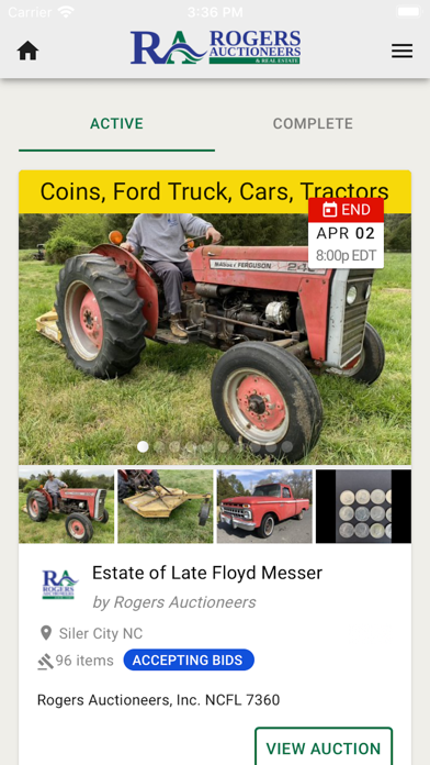 Rogers Auctioneers Screenshot