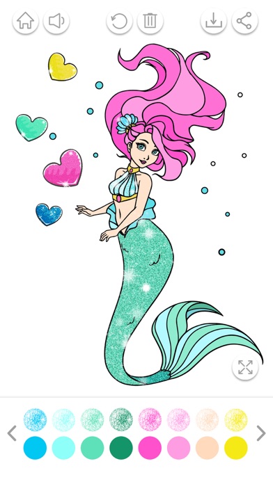 Mermaid Coloring Book Glitter Screenshot