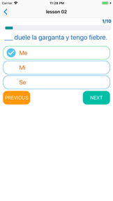 Spanish Grammar Test screenshot