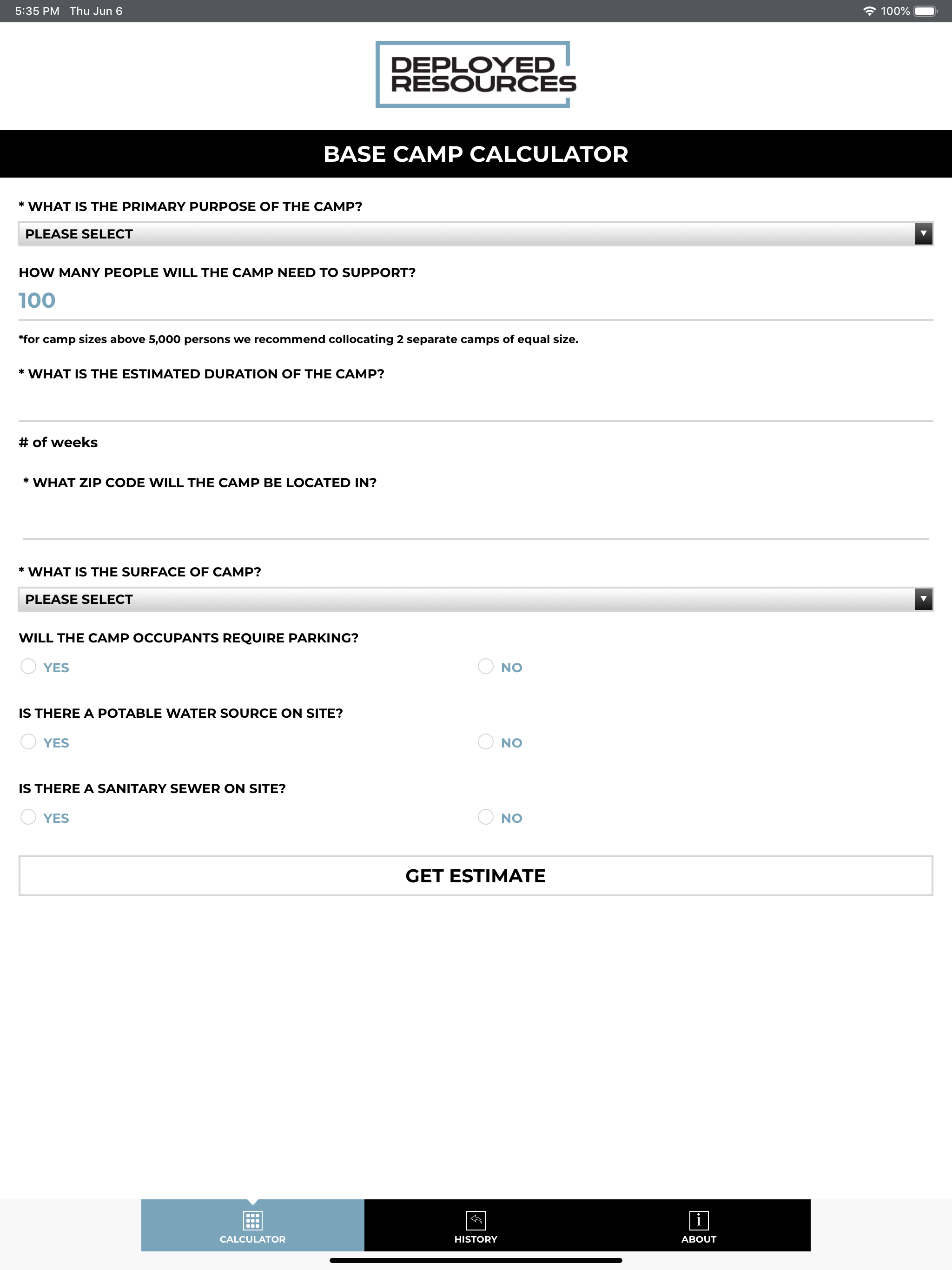 Base Camp Calculator