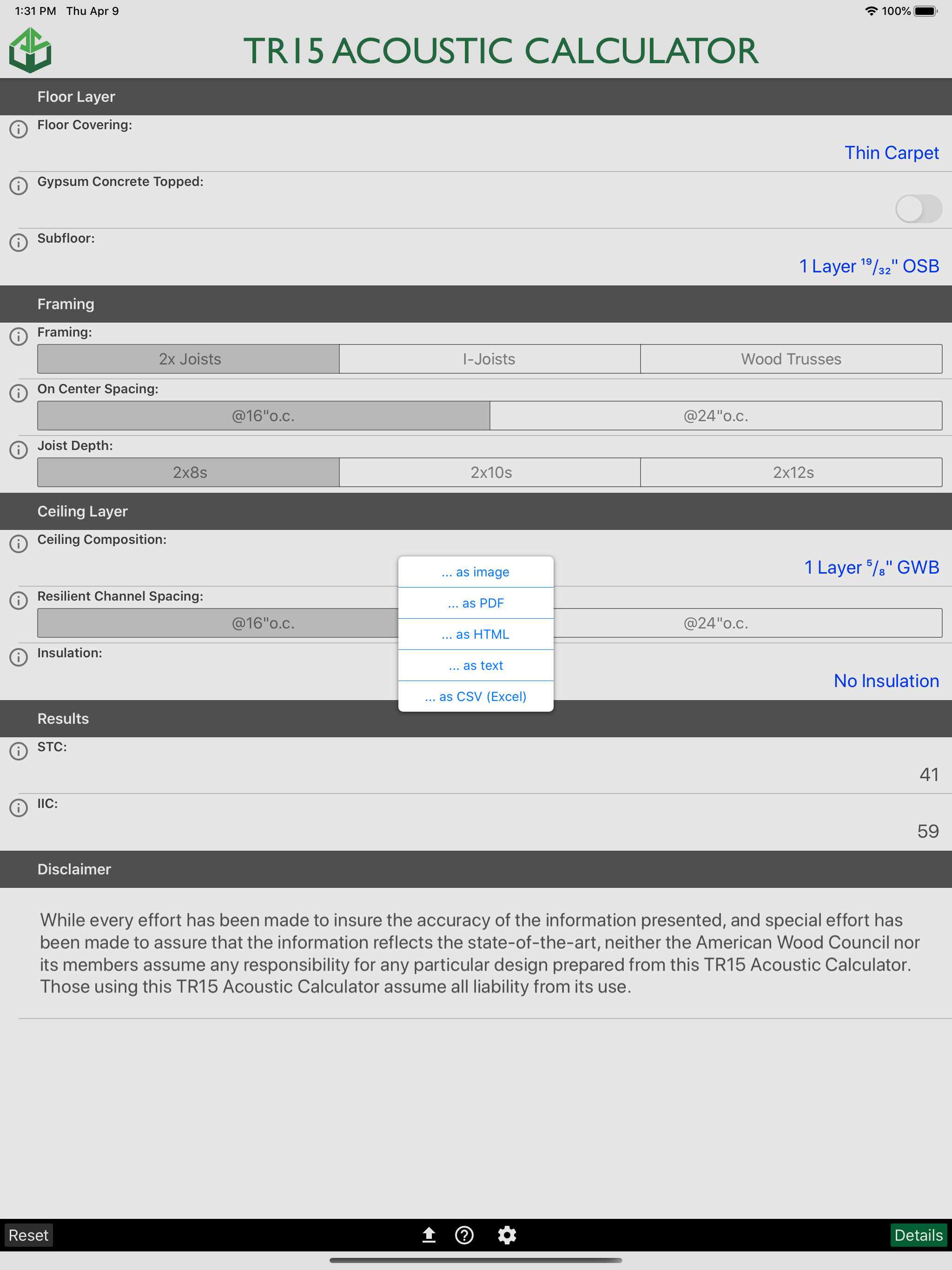 TR15 Acoustic Calculator screenshot 8