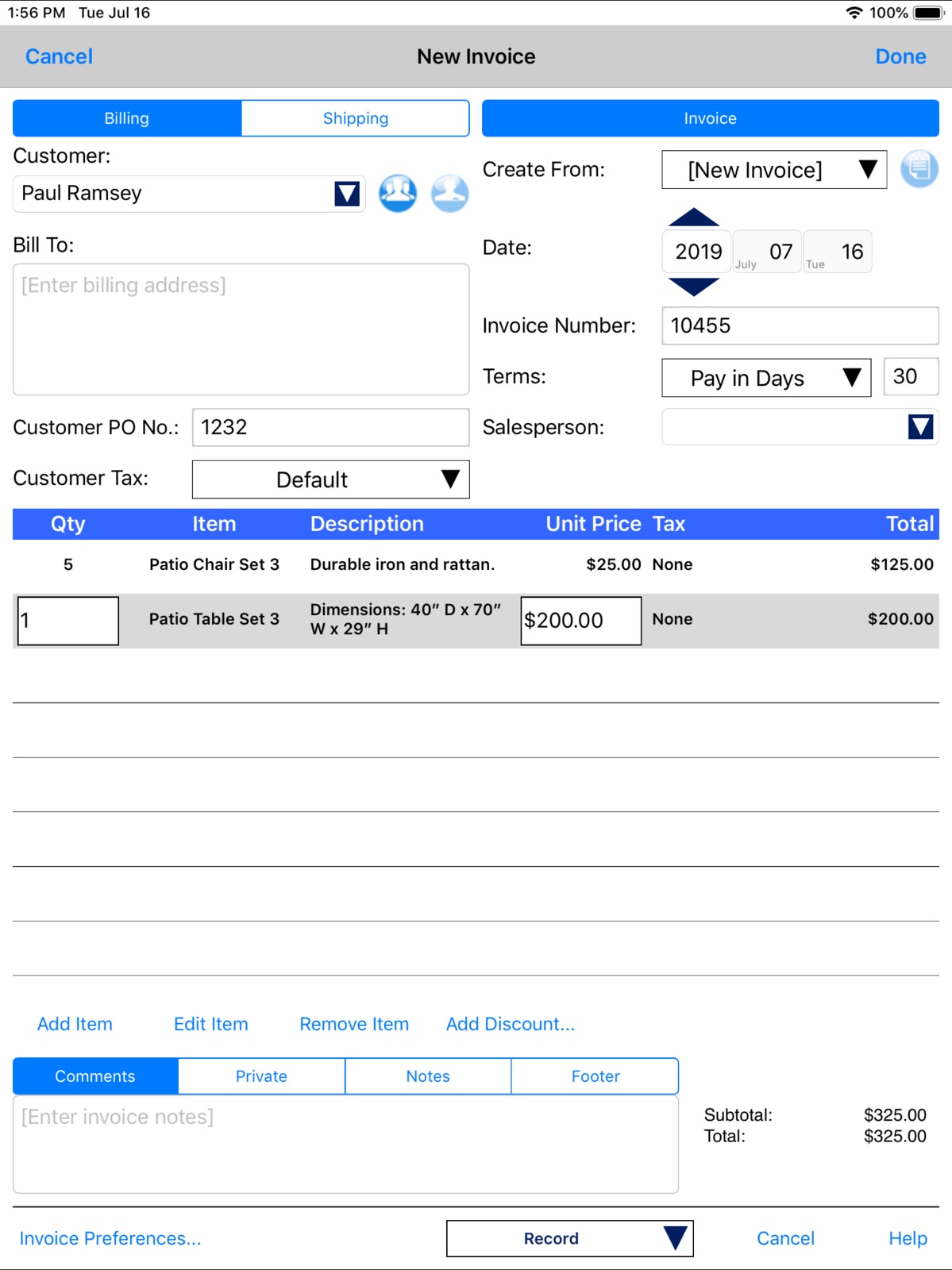 Express Invoice Invoicing ipad screenshot 3