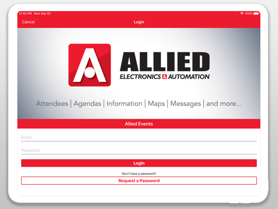 Allied Events iPad screenshot 2 - Business app
