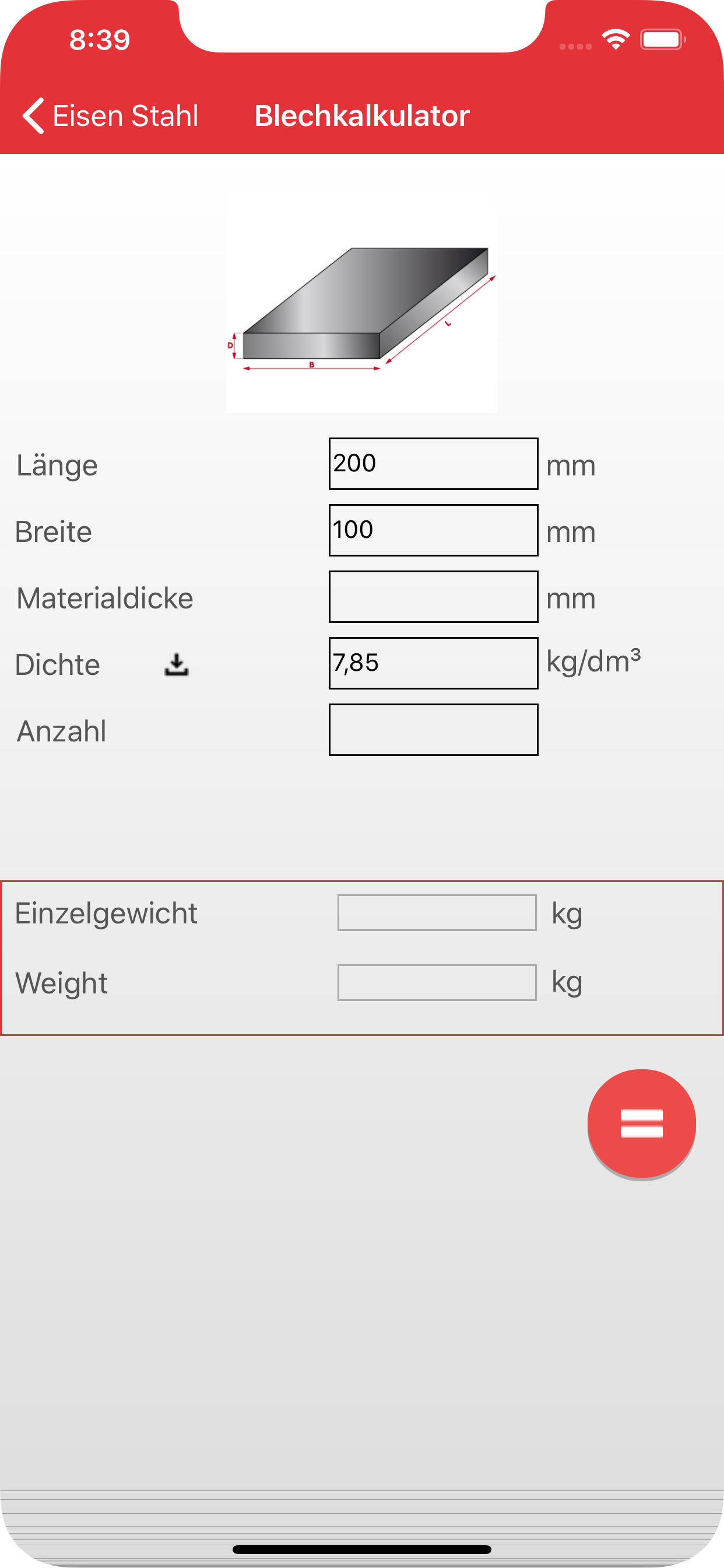EisenStahl Calculator