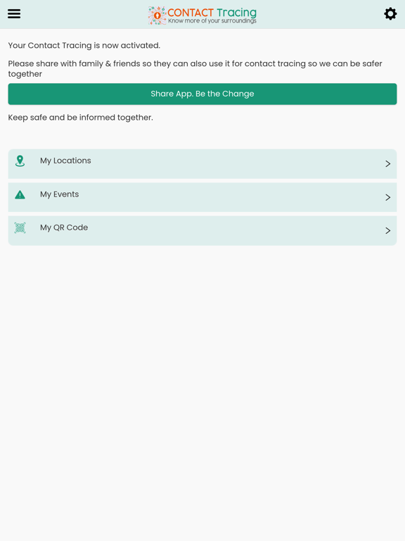 Contact Tracing iPad screenshot