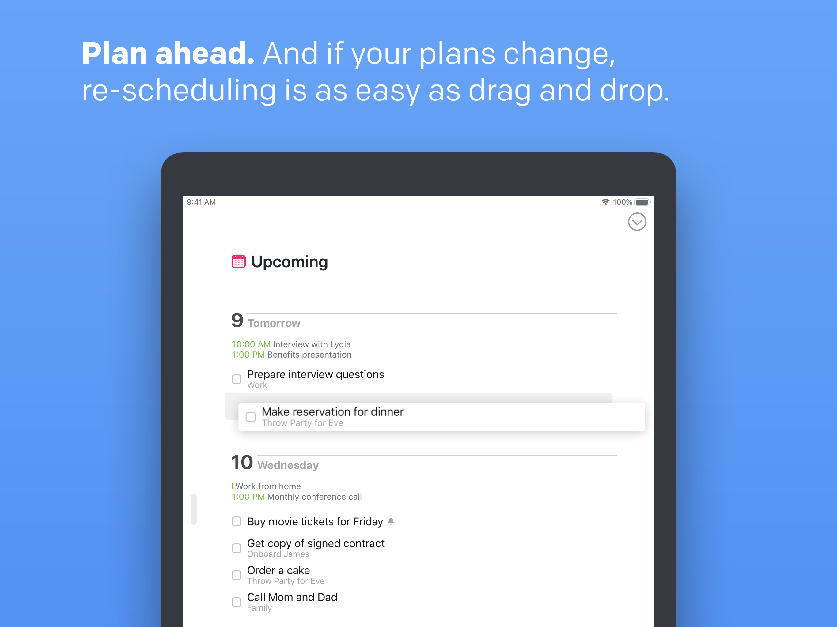 Screenshot do app Things 3 for iPad