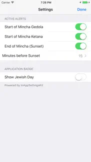 mincha alerts prayer reminders iPhone Captures Décran 2