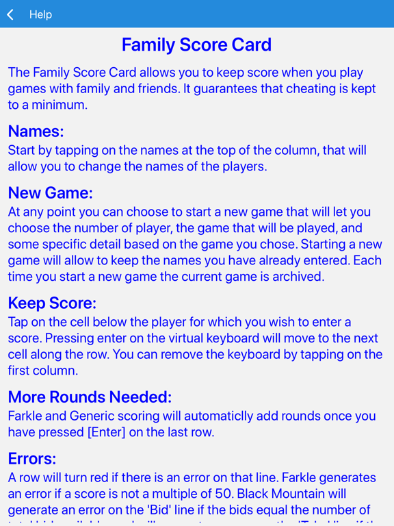 Family Scores iPad screenshot