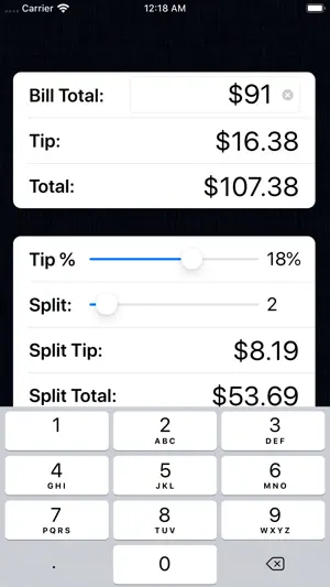 Tip Calculator % Gold screenshot 1
