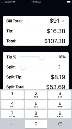 Tip Calculator % Gold screenshot 1