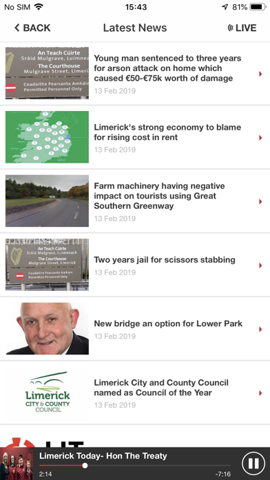 Limerick’s Live 95FM Screenshot
