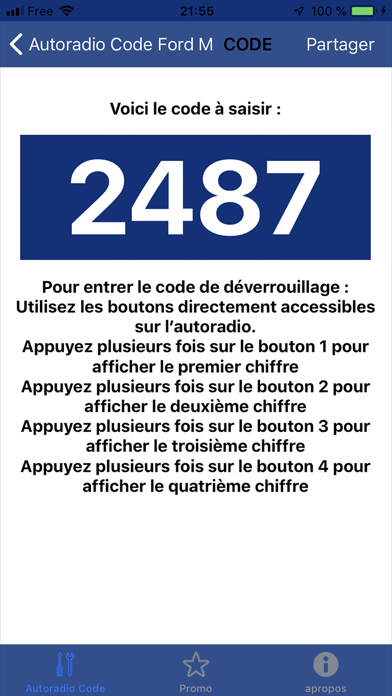 Autoradio Security Code - Ford Screenshot
