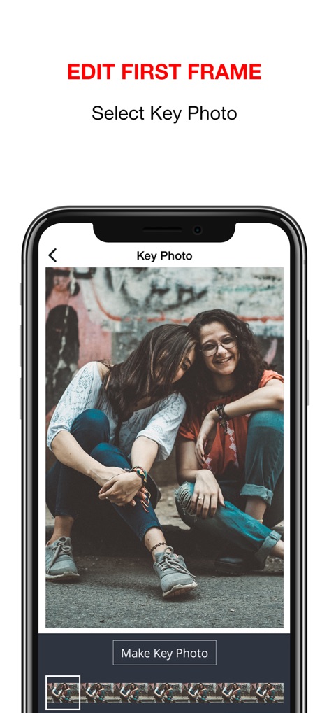 Video to Live Wallpapers Maker - Os usuários podem facilmente selecionar a foto principal que aparecerá estaticamente, utilizando a barra de miniaturas na parte inferior para escolher o quadro ideal do vídeo.
