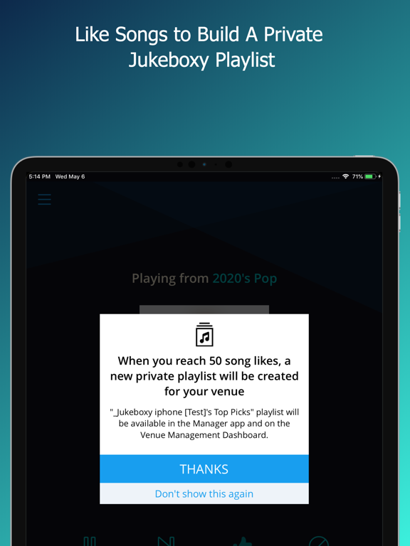 Jukeboxy Venue Player iPad screenshot 1 - Music app