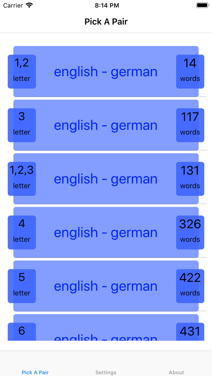 PickAPair German - English