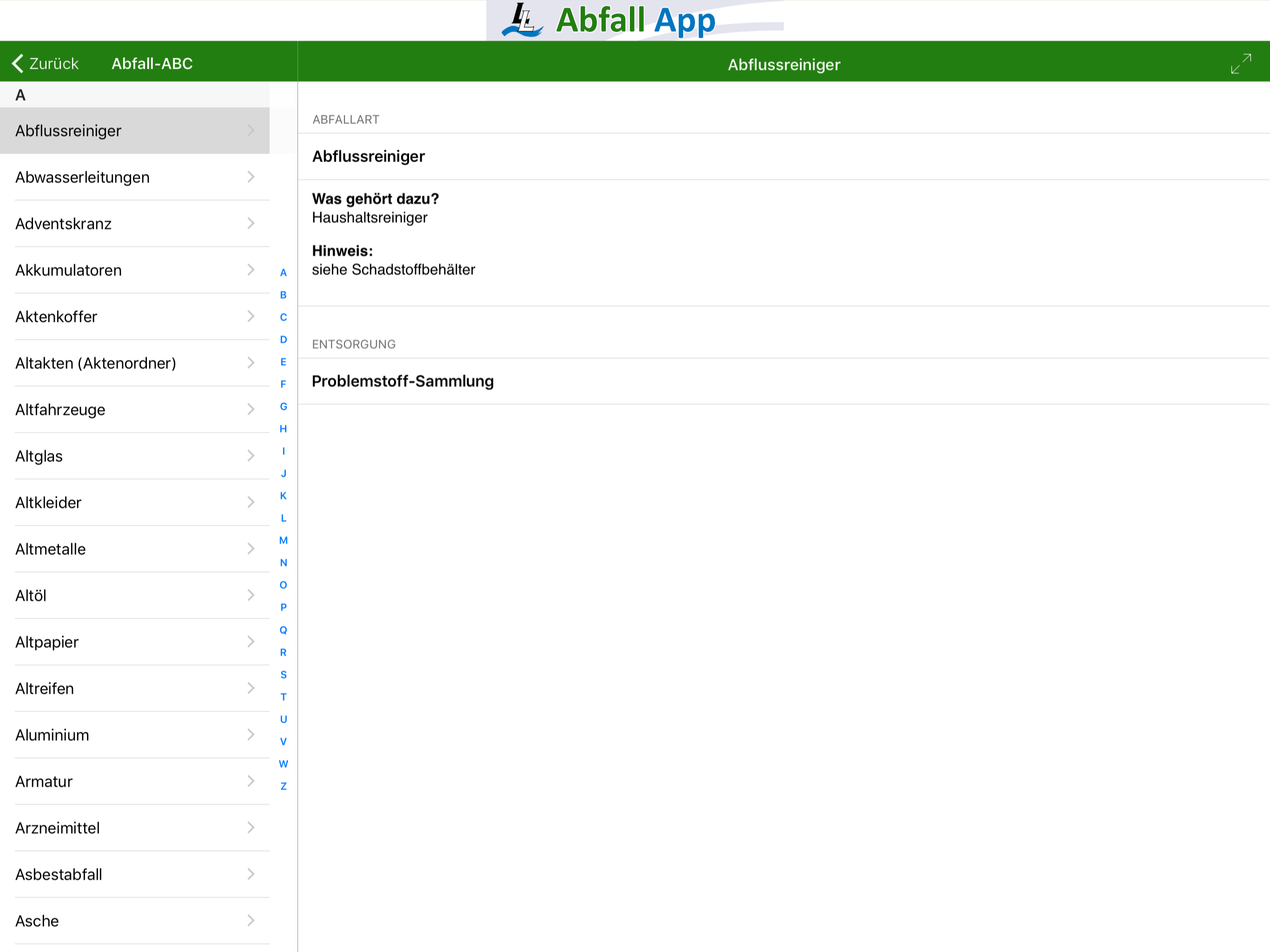 LL Abfall App