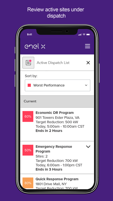 Enel X Demand Response Screenshot