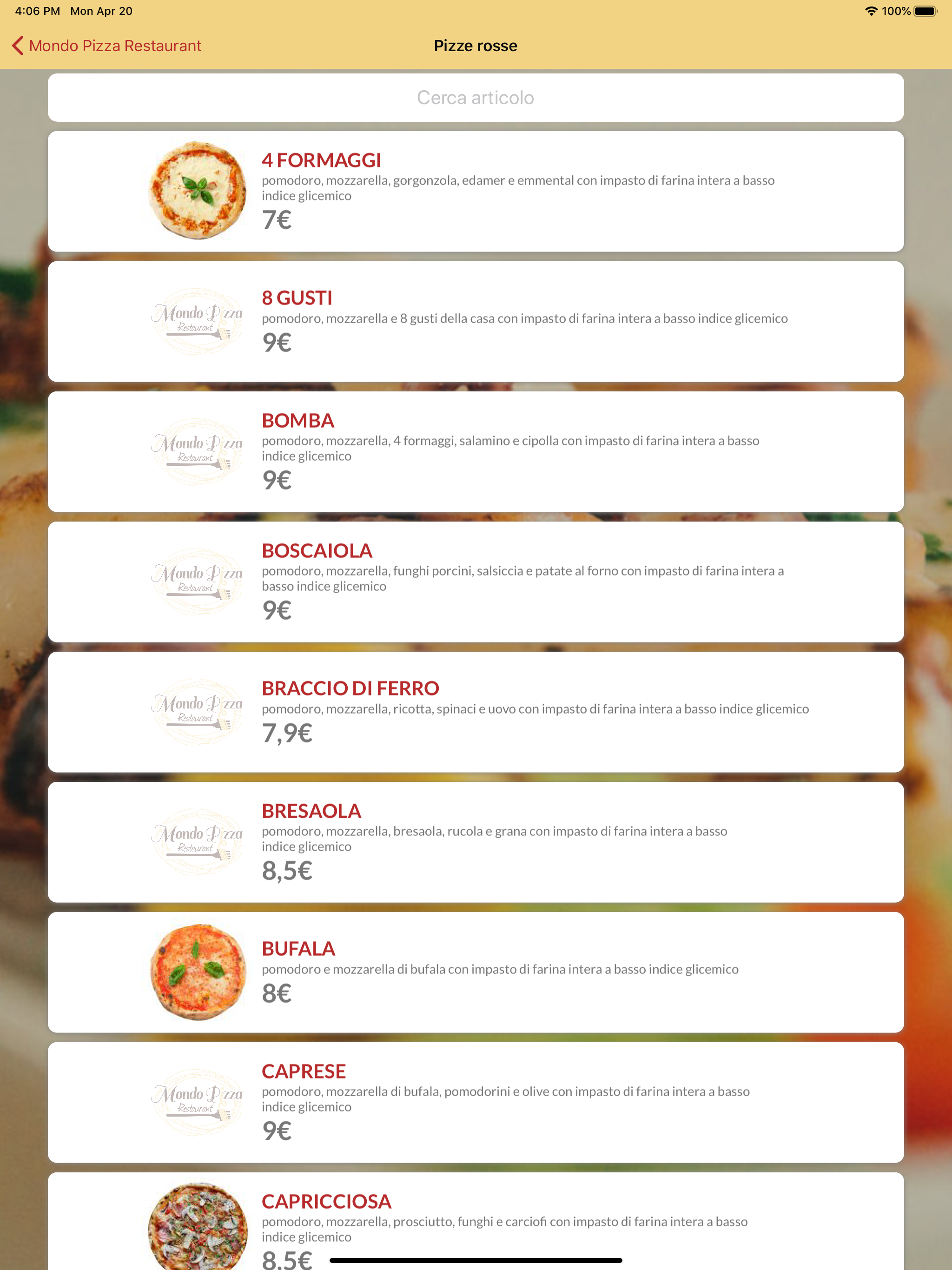 Mondo Pizza Restaurant