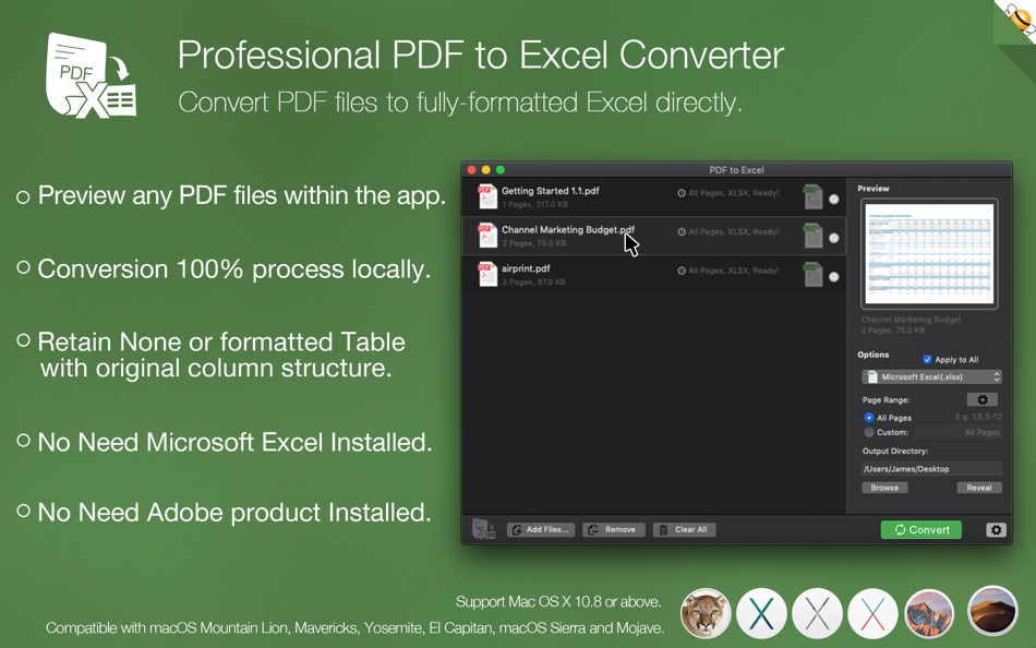 #1. PDF to Excel - Flyingbee (macOS) By: Flyingbee Software Co., Ltd.