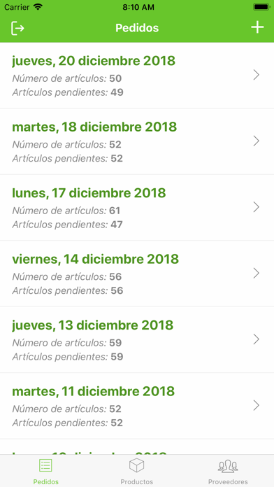 Diario de pedidos Screenshot