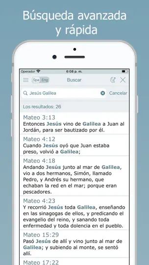 Captura de pantalla de Biblia Bilingüe Reina Valera en iPhone 3