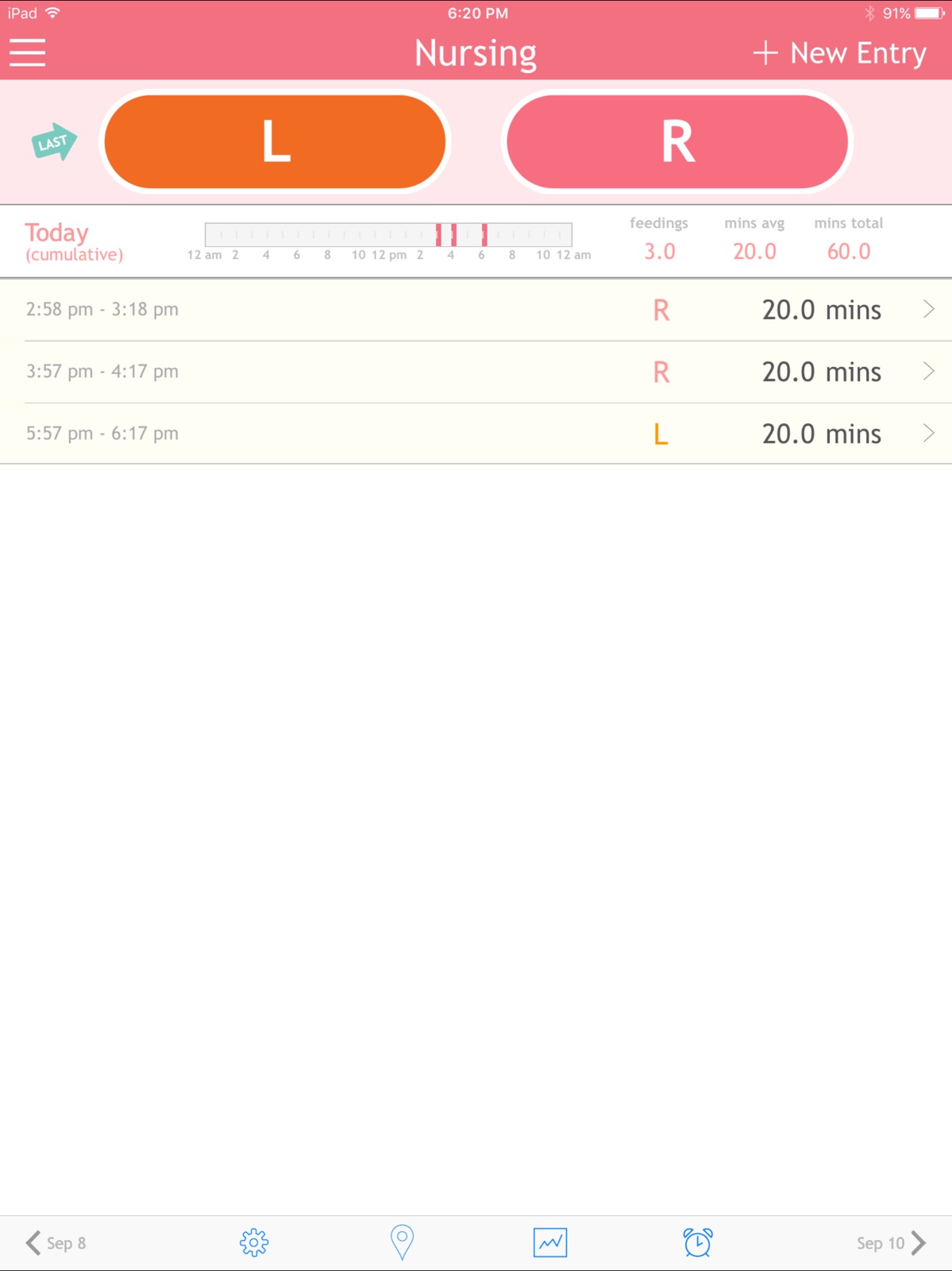 Baby Breastfeeding Tracker ipad screenshot 1
