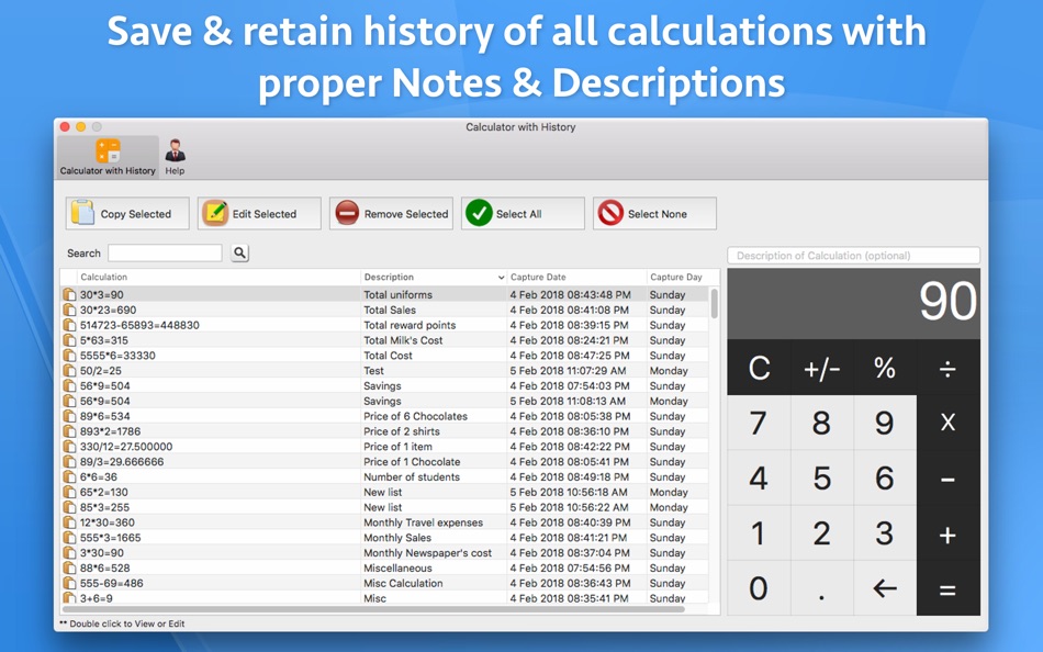 #1. Calculator with History (macOS) 由: Ruchira Ramesh