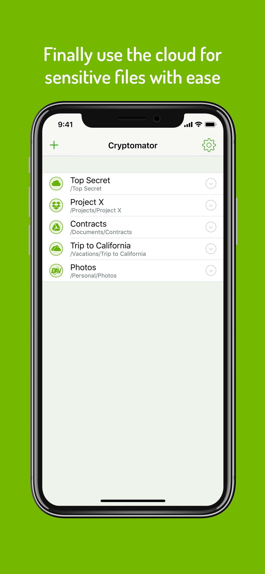 Screenshot do app Cryptomator