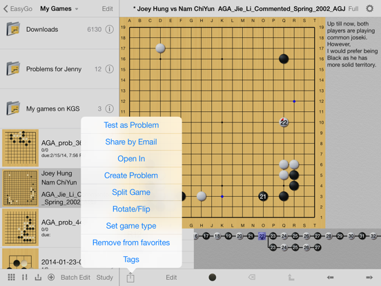 EasyGo Pro-Tsumego, SGF editor iPad app afbeelding 2