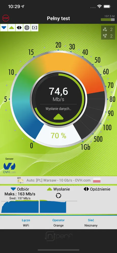 nPerf internet speed test