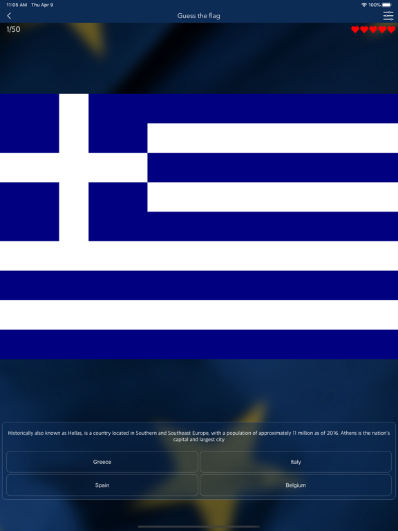 Countries of Europe Flags Quiz iPad screenshot 7 - Games app