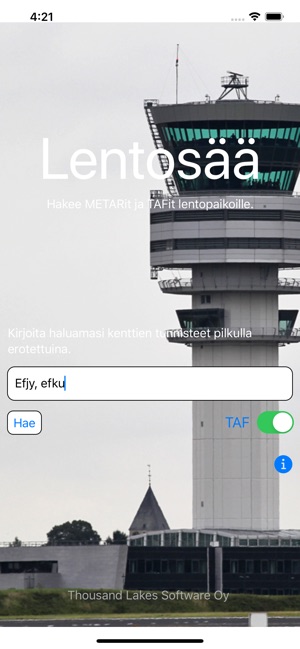 Lentosää on the App Store