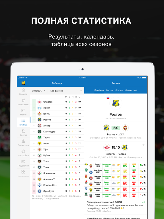 ФК Ростов - новости и матчи iPad screenshot 5 - Sports app
