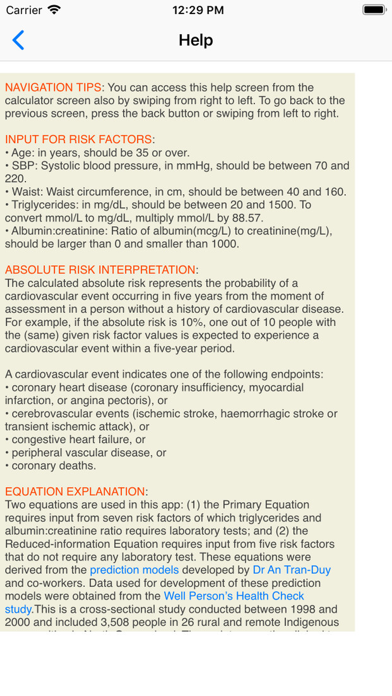 Indigenous CVD Risk Calculator screenshot