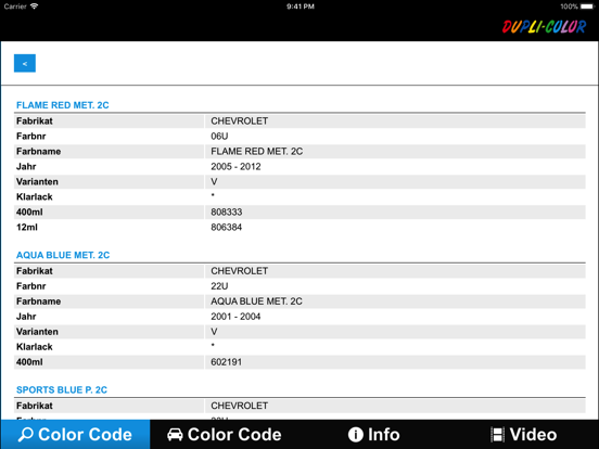 DUPLI-COLOR Color Search iPad screenshot