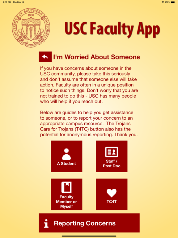 USC Faculty App iPad screenshot